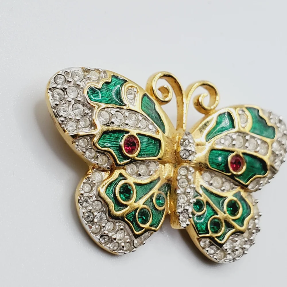 Signed Swarovski  crystal vintage butterfly brooch pin Estate Jewelry Vtg - Picture 2 of 9